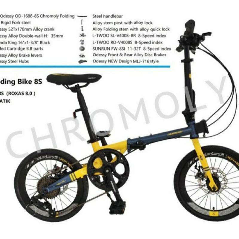 Sepeda Lipat Odessy Roxas 16 inch 8.0 Chromoly Frame