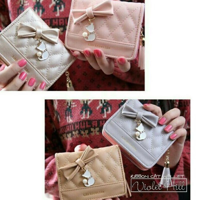 Dompet Mini Jait Gantungan Cat Ribbon/dompet wanita mini/dompet koin/dompet kecil simple lucu