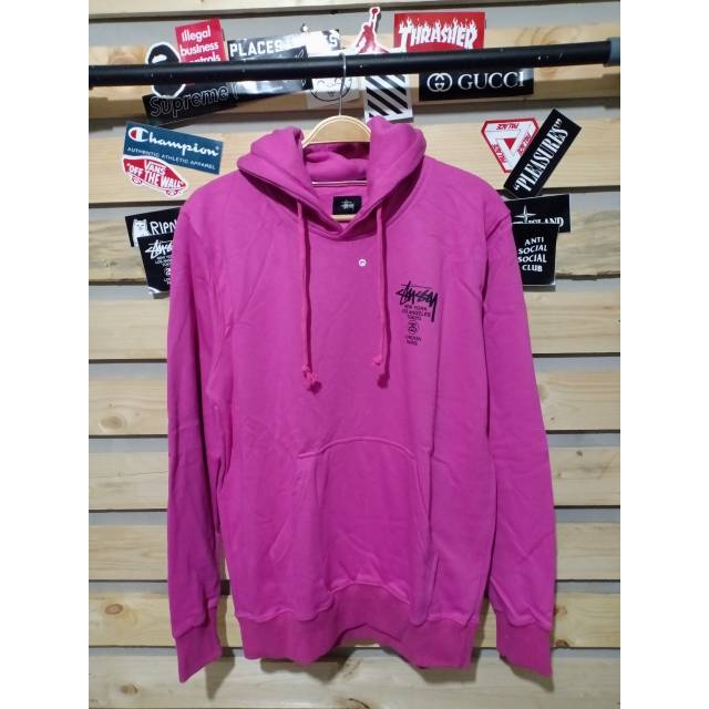 Jaket sweater hoodie stussy pink Ori