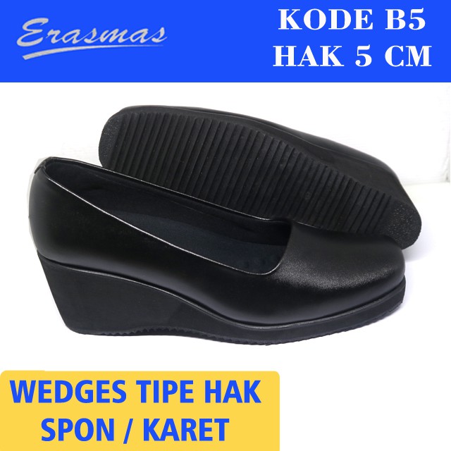 Sepatu Wedges Persit Bhayangkari Hak Karet 5 Cm B5 Erasmas Wedges Sol Karet Sepatu Wedges Formal