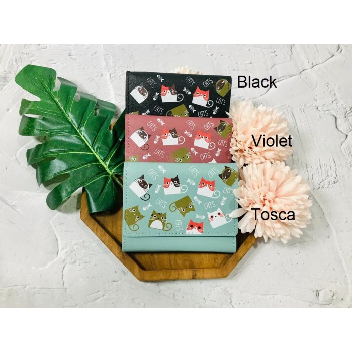 W27 Dompet Wanita Kucing Lucu Many Cats Women Wallet - black