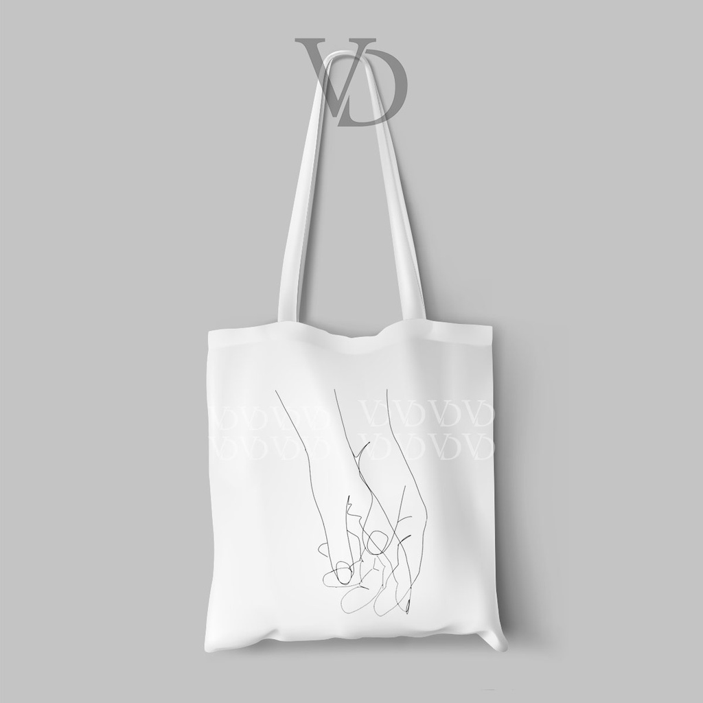 tote bag kanvas motif line art drawing / tas belanja aesthetic