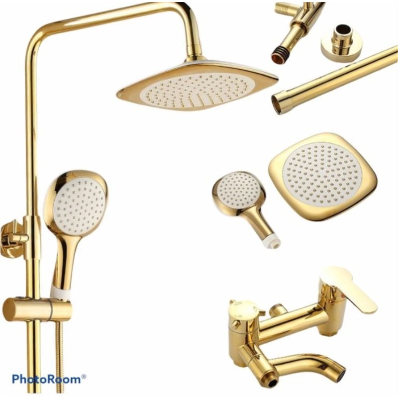 Shower Coulomn GOLD mengkilap Stainless Sus 304 shower Tiang wall shower Bathub