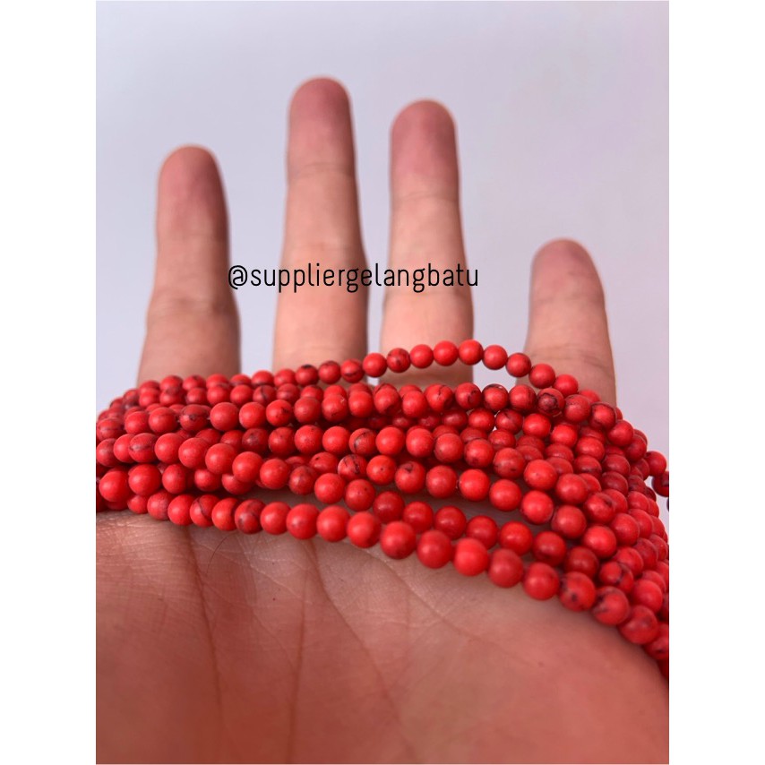 bahan red pirus pink 4mm natural phyrus bahan gelang kalung howlite