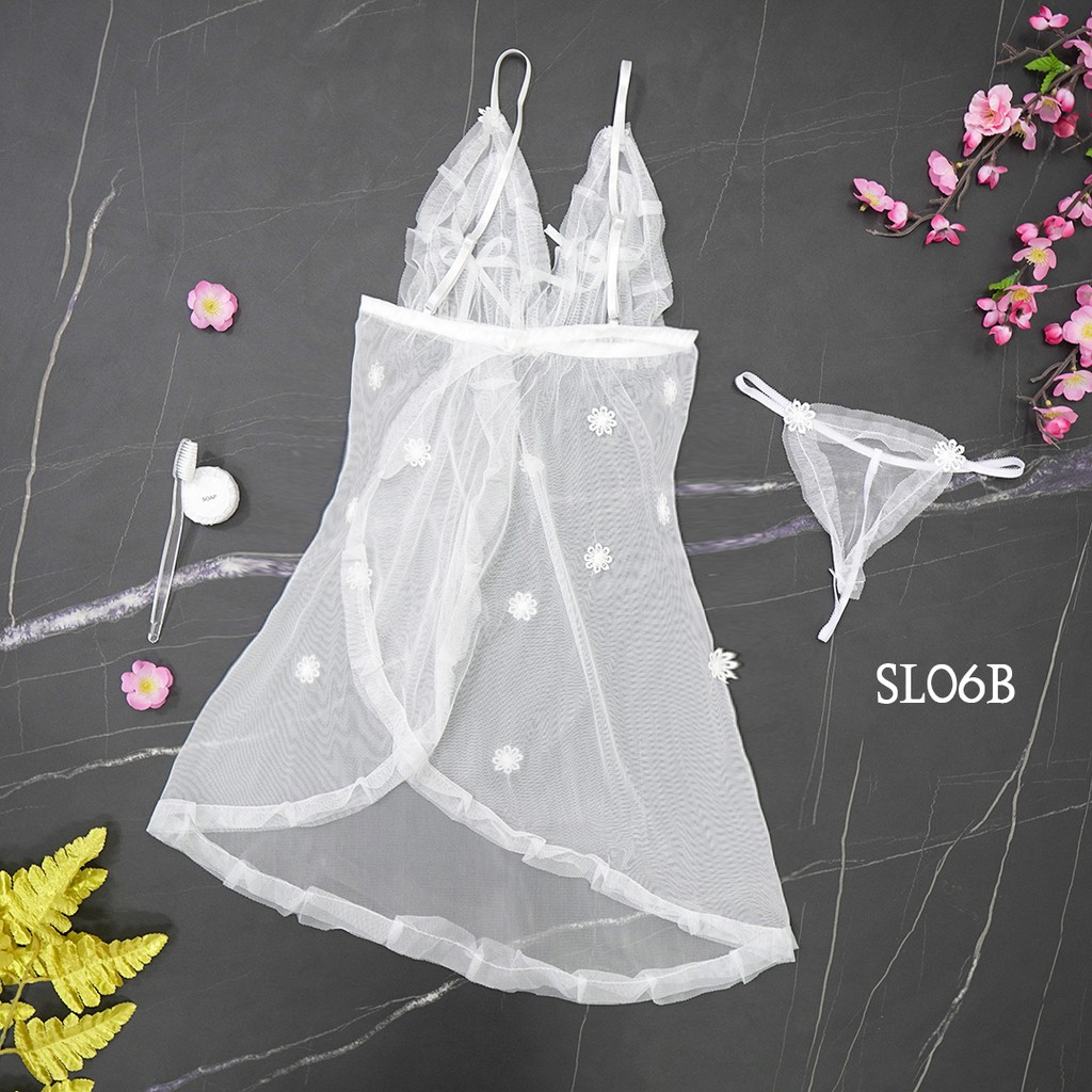 [PRODUK TERLARIS] LINGERIE SEXY SLEEPWEAR BAJU TRANSPARAN PUTIH SL06B