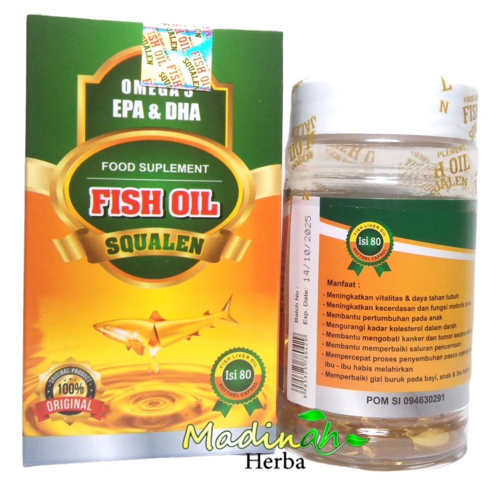 Fish oil Omega 3 Epa Dan Dha Squalen 80kp | Minyak ikan Asli