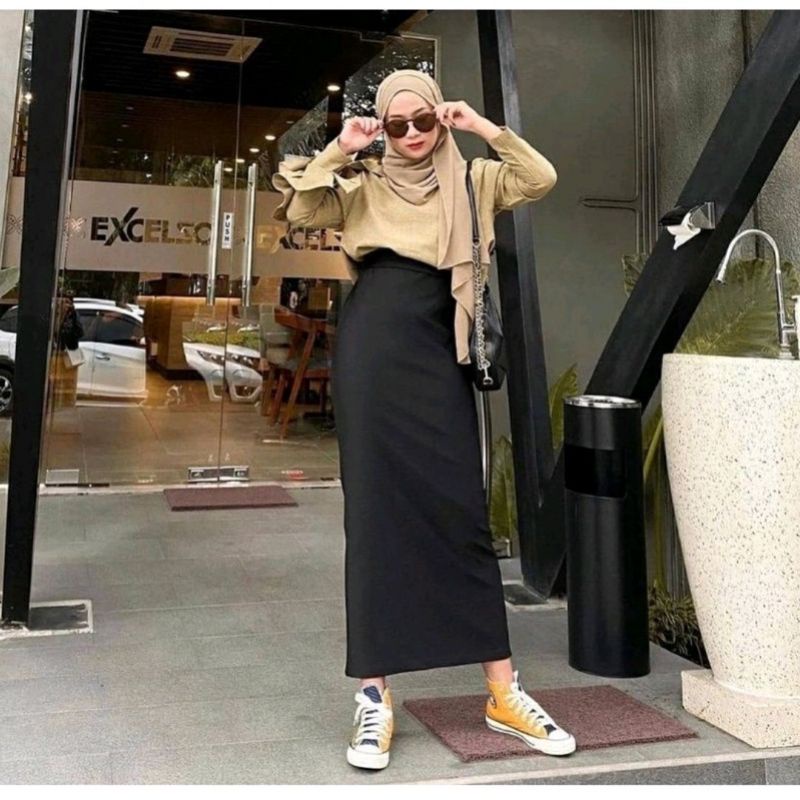 ROK SPAN MAXY TANPA BELAHAN BELAKANG SIZE JUMBO XL-XXL / ROK SPAN PENSIL TANPA BELAHAN