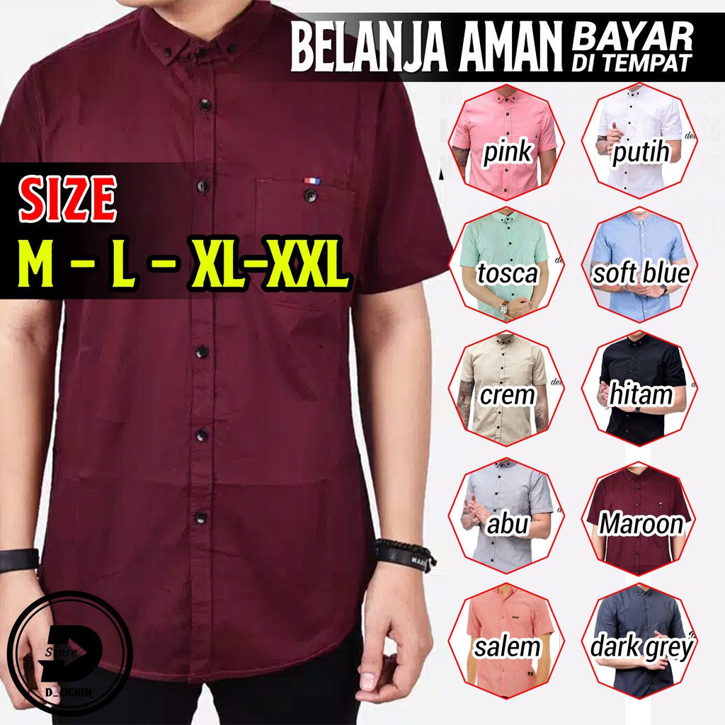 KEMEJA POLOS SLIM BAHAN ADEM JAHITAN RAPI M L XL XXL BANYAK WARNA TERLARIS