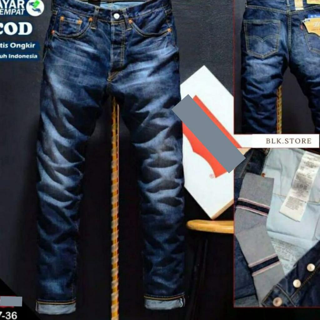 Celana Jeans Panjang Pria 501 Masa kini Import Made In Japan Type Kancing Bahan Denim Super Premium Mewah Lembut dan Elegan Murah Meriah