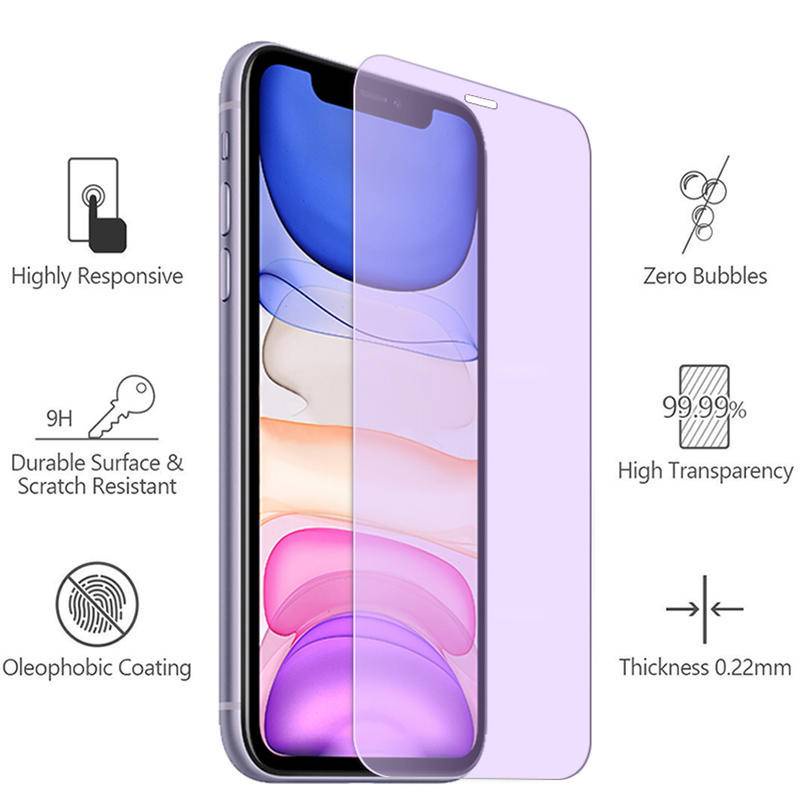 Anti Blue Light tempered glass for IPhone 11 12 Pro Max Mini 6 6s 7 8 Plus X XS Max XR SE 2020 phone screen protector on glass protective film