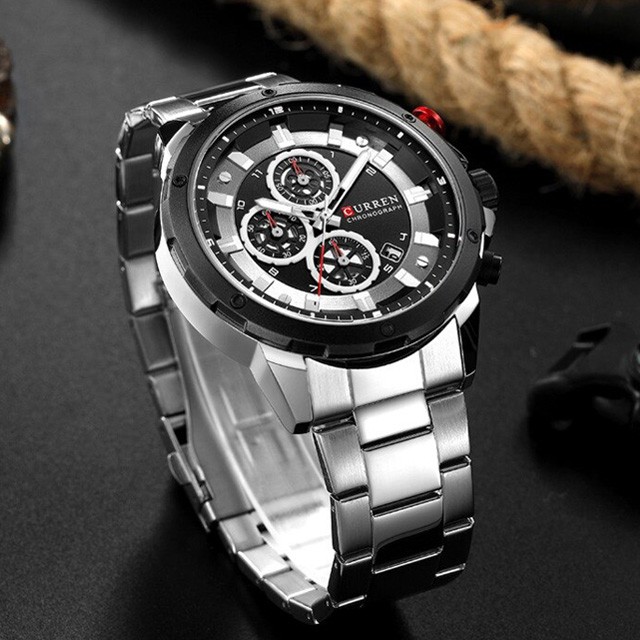 CURREN 8323 Jam Tangan Pria Analog Stainless Steel Chronograph Aktif WATCHKITE WKOS