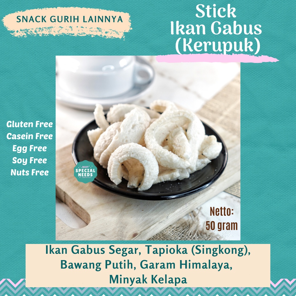 

Stick Ikan Gabus 50g - Gluten Free, Sugar Free, MSG Free, Egg Free - Diet Special Needs