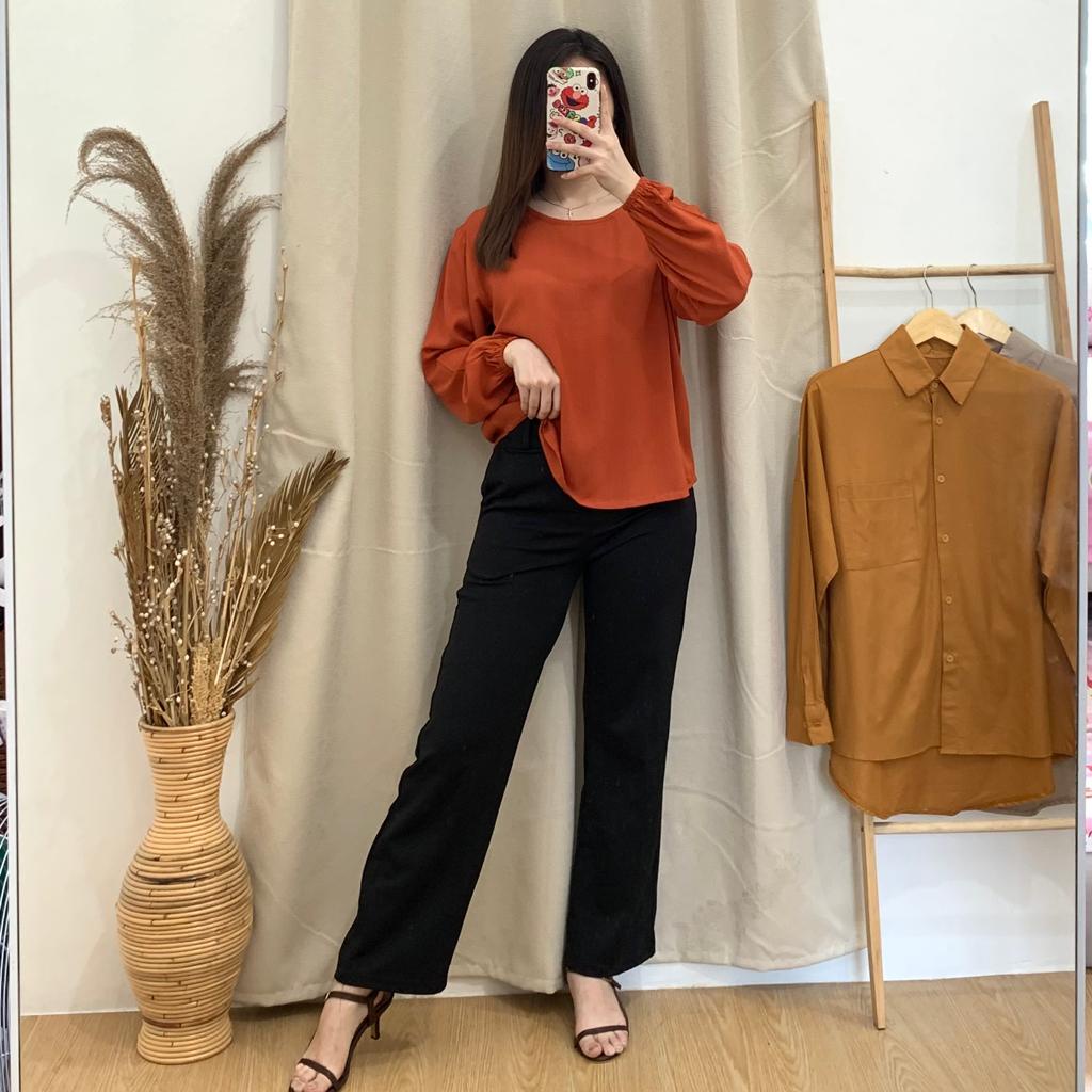 Ally Crinkle Top - PLENARIO ID | Kemeja wanita - Blouse Wanita - Atasan wanita - COD-4