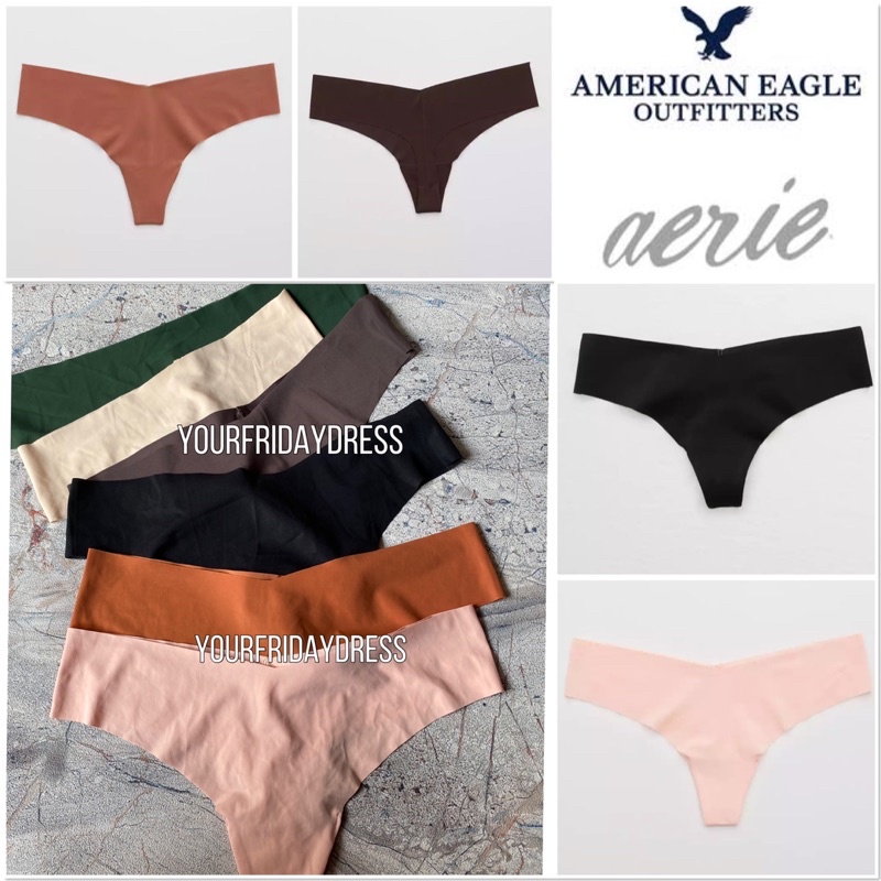 Aerie No Show Thong Underwear seamless seamfree cheeky panties American Eagle celana dalam CD sexy t