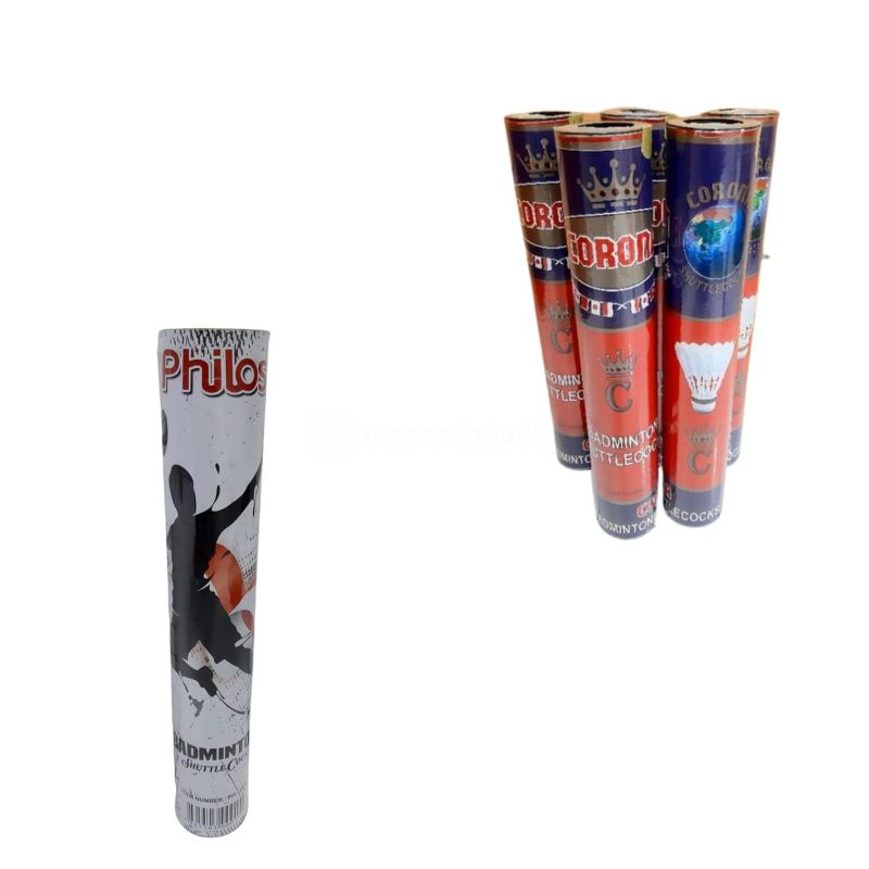 Shuttlecock / Bola Bulutangkis / Bola Raket Philos & Corona isi 12 (1kg muat 4 tabung) Untuk Anak2
