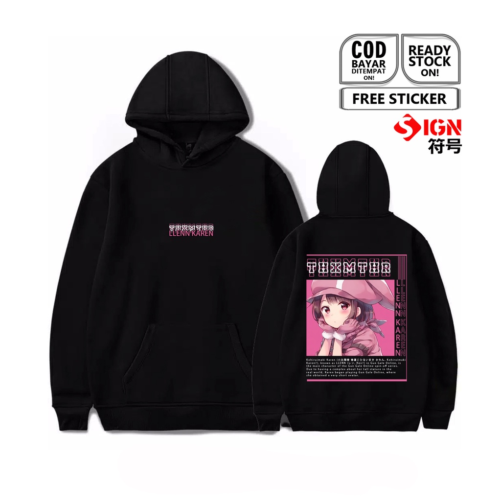 HOODIE LLENN KAREN KOHIRUIMAKI SWORD ART ONLINE GUN GALE ANIME MANGA WAIFU KIRIGAYA KAZUTO YUUKI ASUNA ALICE ZUBERG KONNO YUUKI ASADA SHINO COSPLAY JAPAN CULTURE BAJU JEPANG OTAKU WIBU SIGN CLOTH