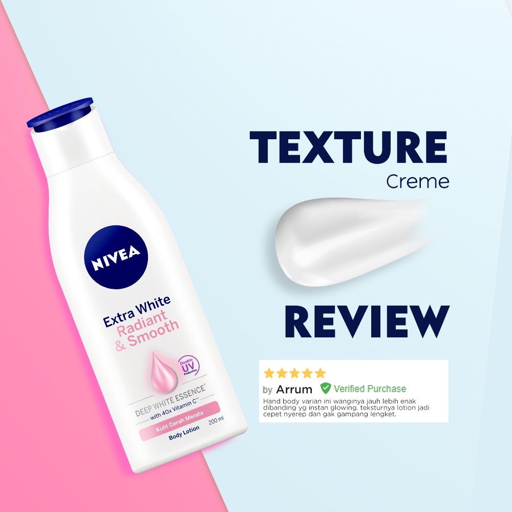 NIVEA Extra White RADIANT &amp; SMOOTH Body Serum / Body Lotion UV Protection Mencerahkan Kulit - Ukuran 180ml / 400 ml / 200ml / 100ml (Kemasan Besar Kecil Sedang) - Handbody Hanbody Hand Body Handbodi Hanbodi Radian Smoth