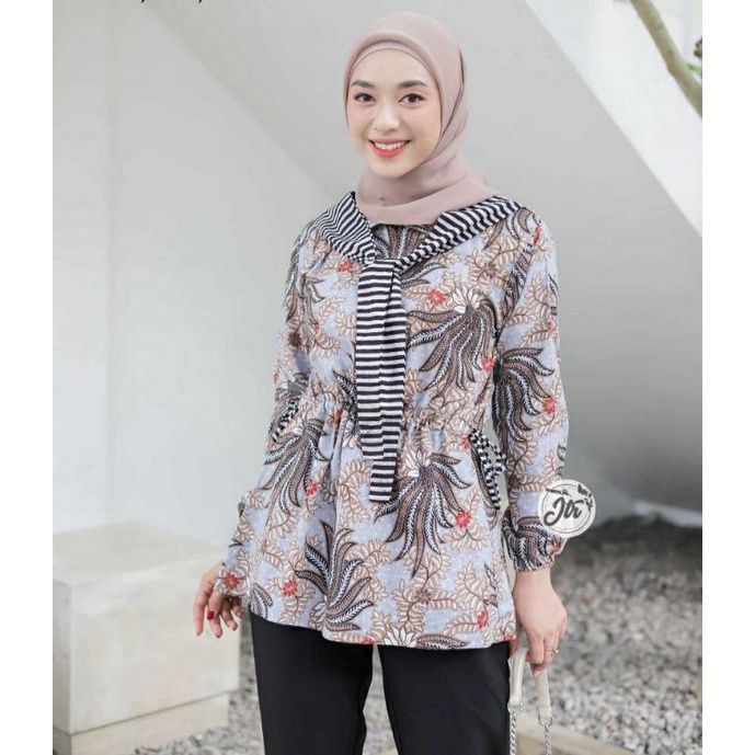 Baju Batik Wanita Modern Atasan Batik Wanita Kerja Kantor Tunik Batik Blouse Batik Kerja Wanita Kantor M L XL Seragam Batik