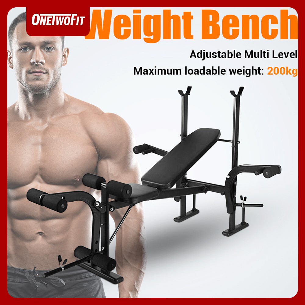 Onetwofit Bench Press Adjustable Multi Gym Weight Bench Barbell Alat Olahraga Rumahan Fitness Situp Shopee Indonesia