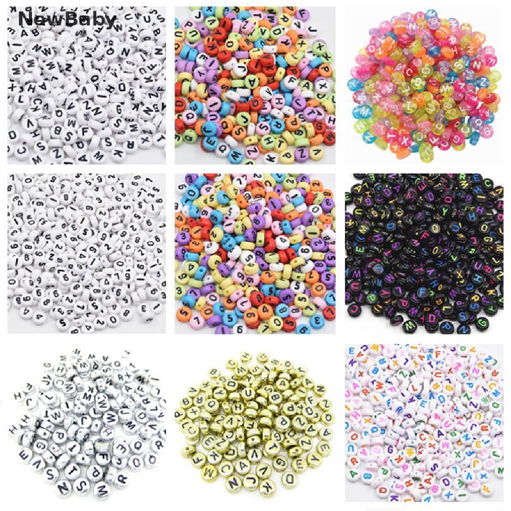 NewBaby 100Pcs Childhood Education Letter Digit Acrylic Alphabet Beads Jewelry Making ID