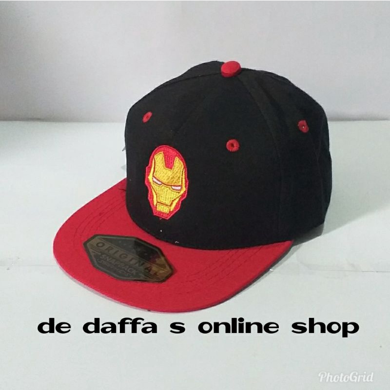 Topi Anak snapback bordir superhero IRON MAN / Topi hip hop anak