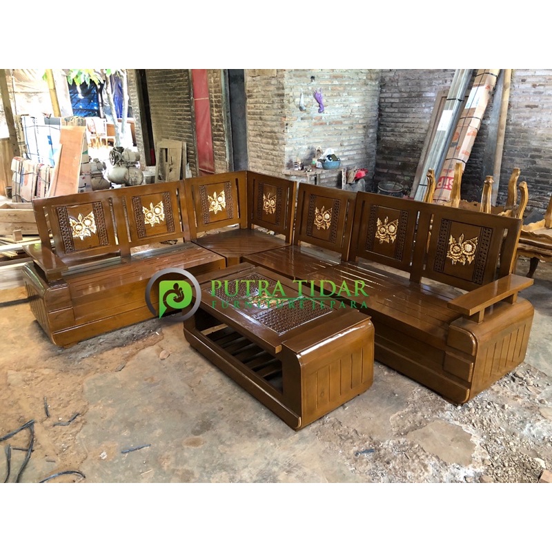 KURSI TAMU SUDUT MINIMALIS KURSI TAMU MINIMALIS KURSI SUDUT JATI KURSI SUDUT PUTRA TIDAR FURNITURE J