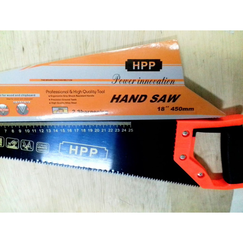 Gergaji kayu 18 Inch Handsaw Gagang Karet 450mm Tajam