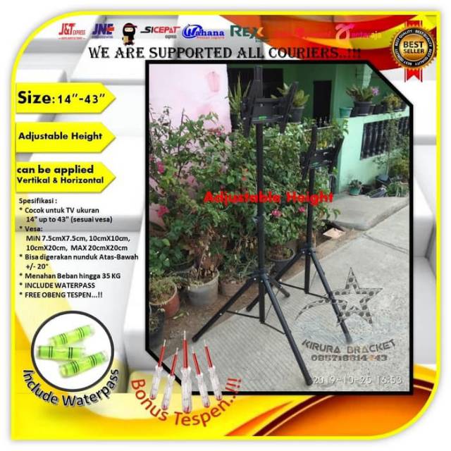 Bracket Tv LED LCD monitor Standing 14&quot;-43&quot; cocok semua merk TV