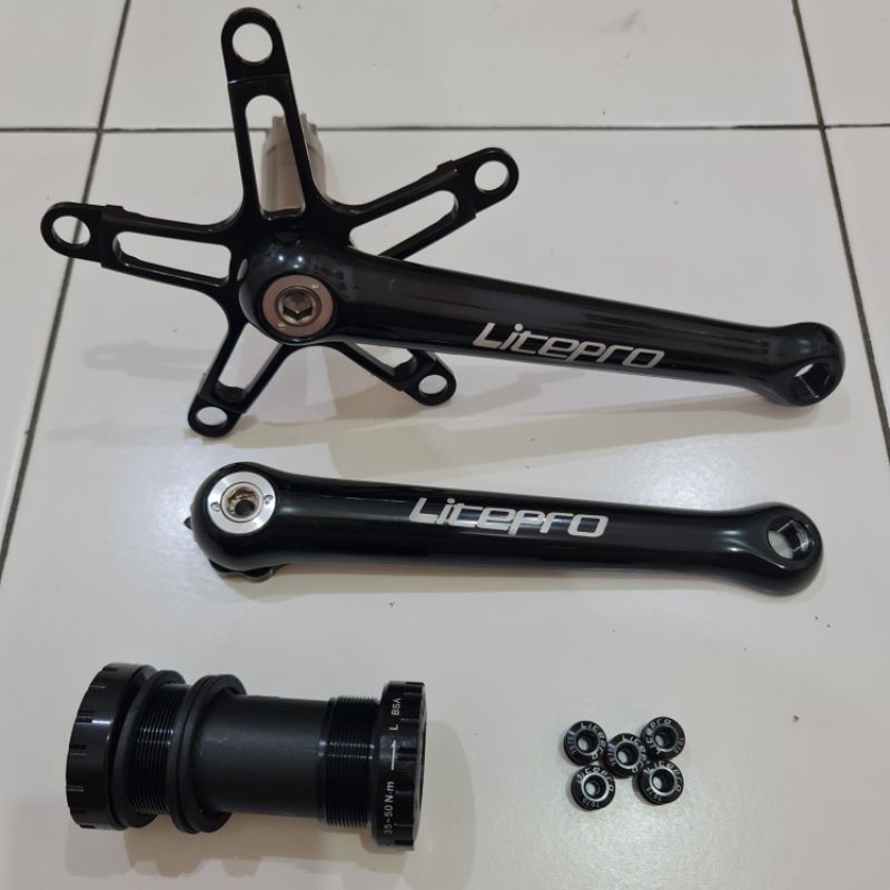 Crankset Litepro Super Hollow HT 2 BONUS BAUT LITEPRO Hitam