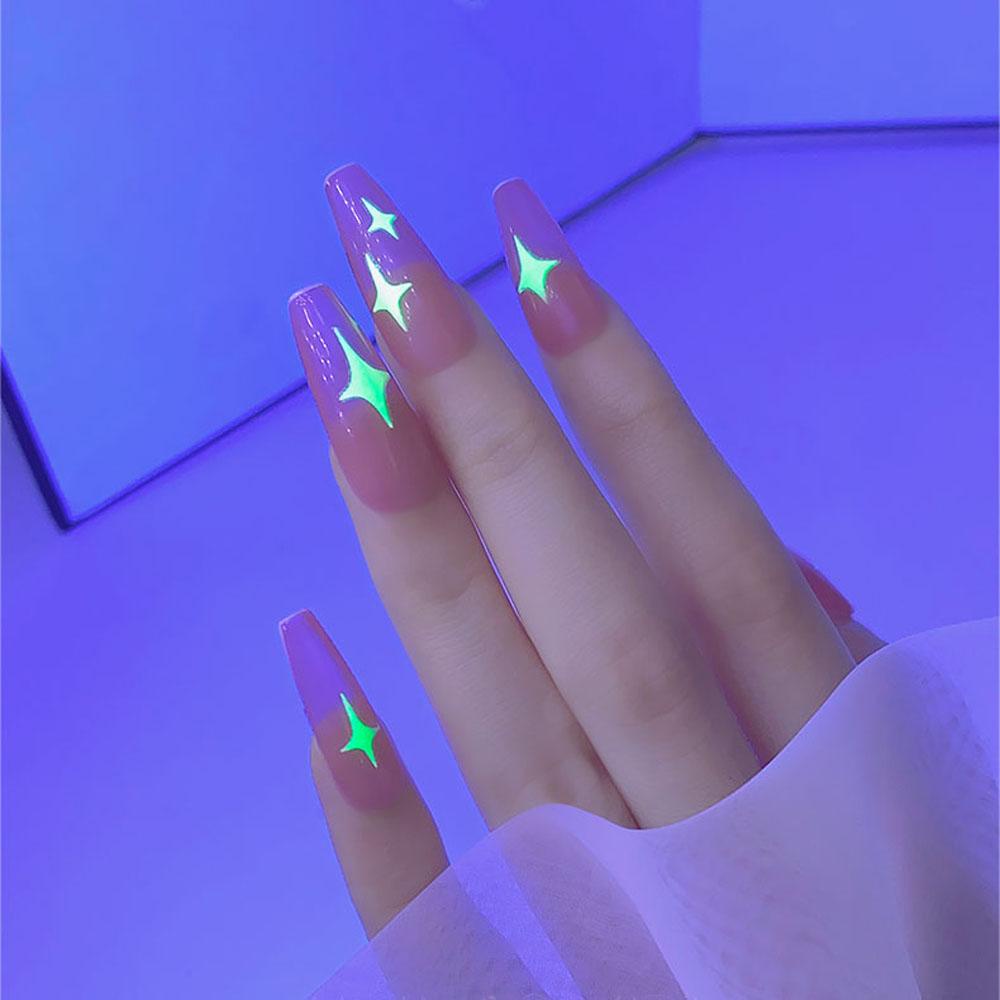 Mxbeauty Stiker Perekat Kuku Smiley Wanita Gadis 3D DIY Perekat Diri Luminous Stiker Manicure Aksesoris