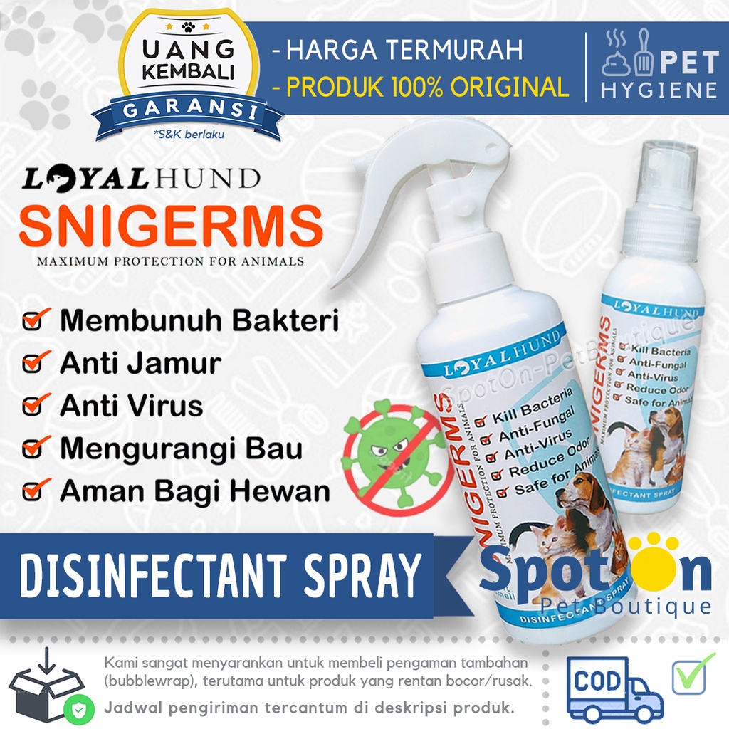 Disinfektan Spray Hewan 245 ML Anti Virus Bakteri | Snigerms Disinfectant Semprot Kandang Kucing Anjing | Penghilang Bau