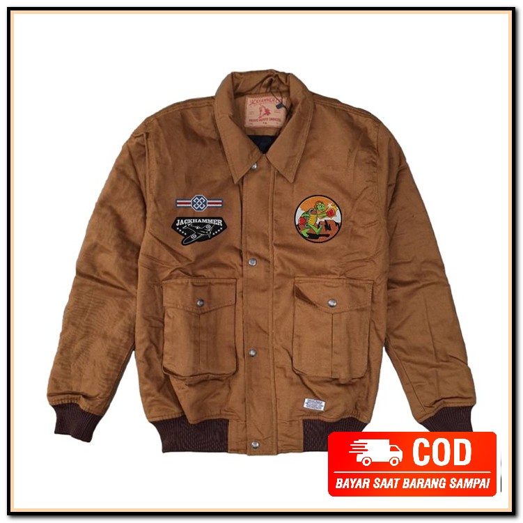 Screamous Sweater Crewneck Pria Cowok Jacket Russ Sweater Crewnec YM729 Jackhammer Patrol Flight Jac