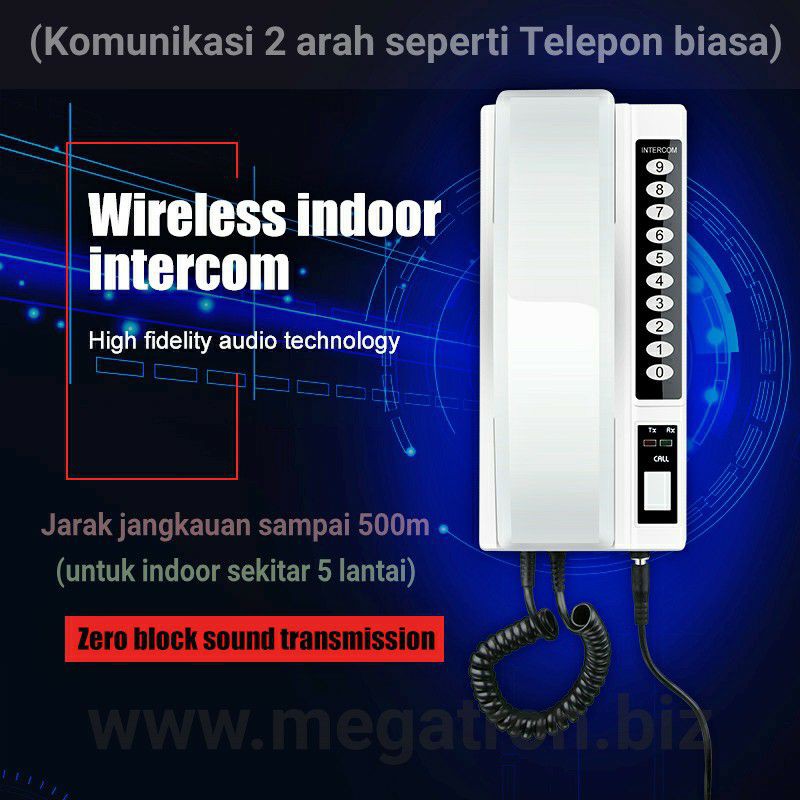 Wireless Intercom model gagang - Bicara 2 arah tanpa harus bergantian - bisa connect sampai 99 unit