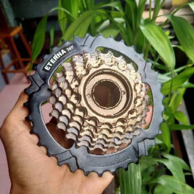 Sprocket 7 speed Megarange 14-34t model drat ulir