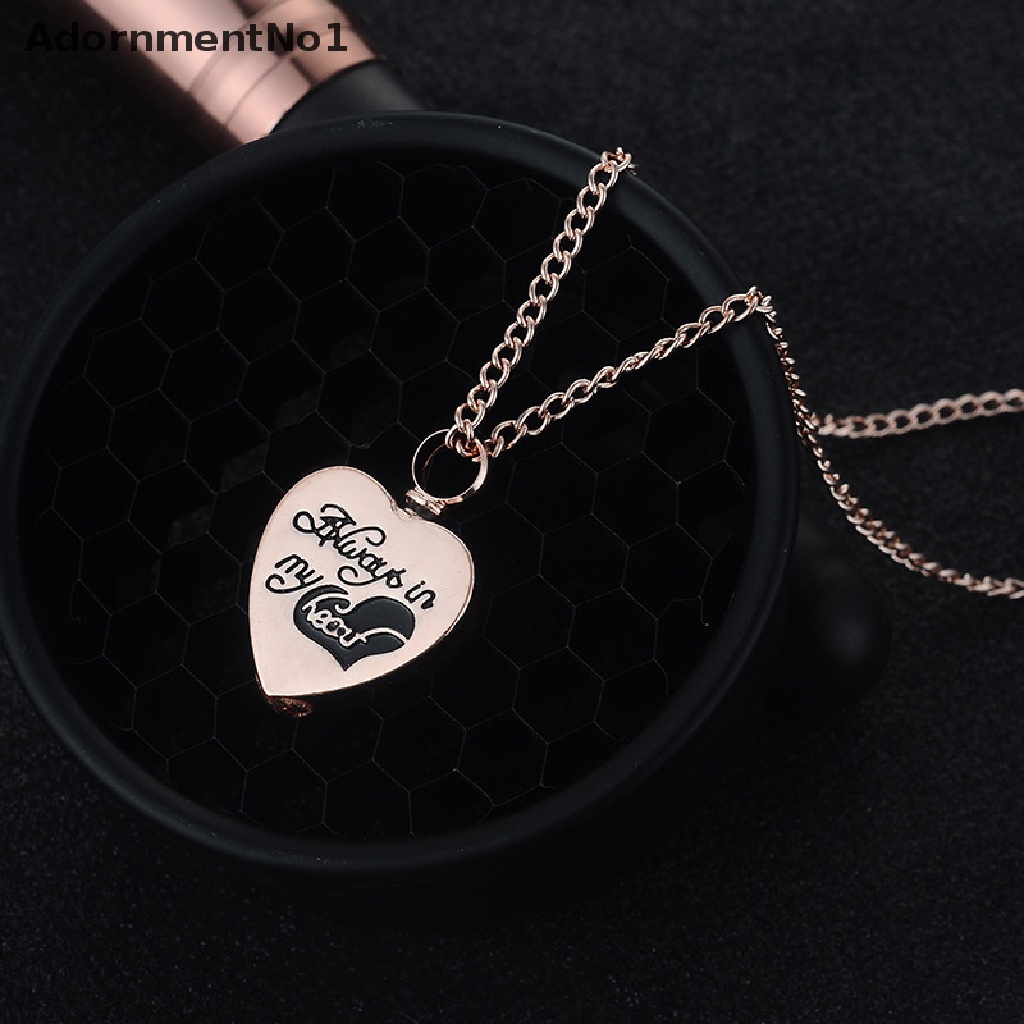 (AdornmentNo1) Kalung Rantai Dengan Liontin Hati Motif Tulisan Always In My Heart Untuk Abu Kremasi