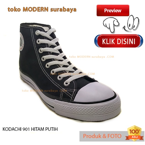 Sepatu pria sekolah casual boot tinggi tali KODACHI 901 HITAM PUTIH