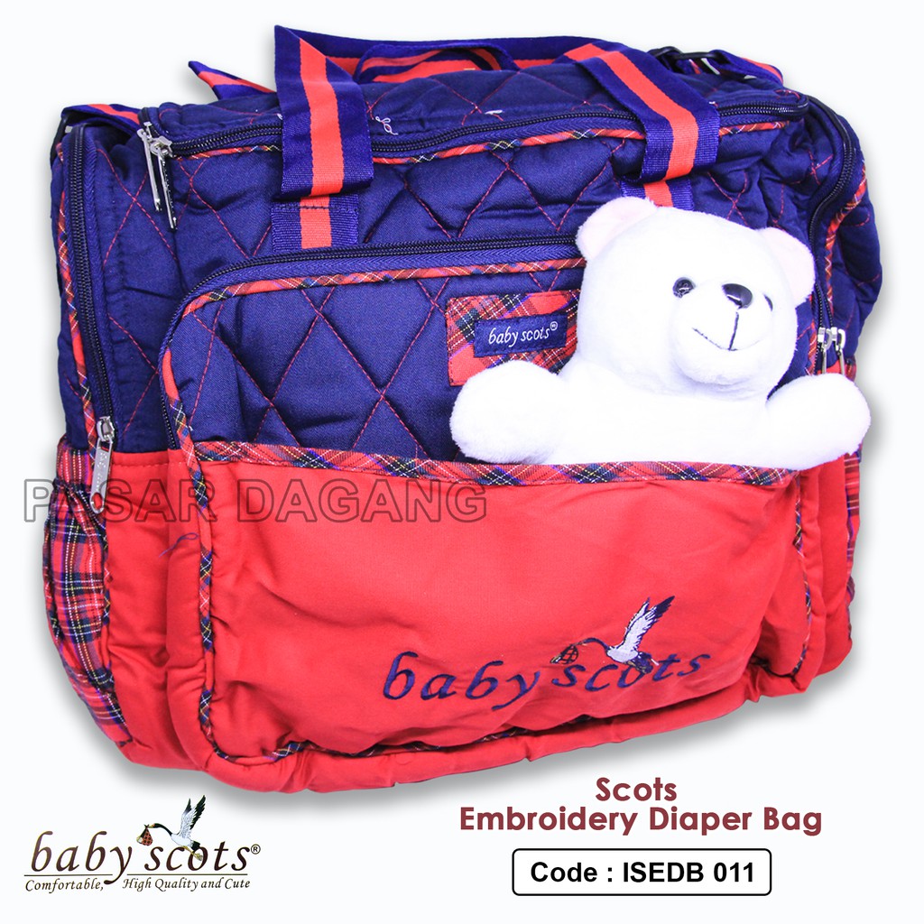 Tas Baby Scots Large Diapers Bag / Tas Perlengkapan Bordir Bonekah Besar - ISEDB011