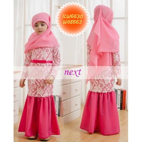 Baju Muslim Anak Perempuan Gamis Dress Jilbab Busana Next Brokat
