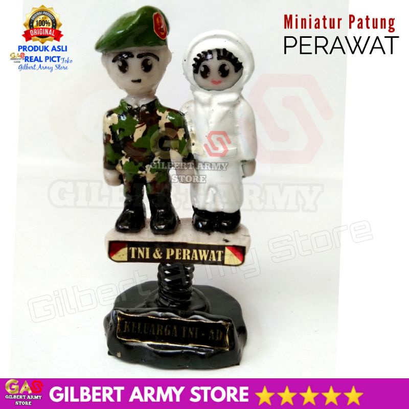 Miniatur Patung Tni Perawat GILBERT ARMY STORE Variasi Baju loreng Putih Pajangan Dashboard Mobil Kado Unik Cendramata Pasangan Couple Keren