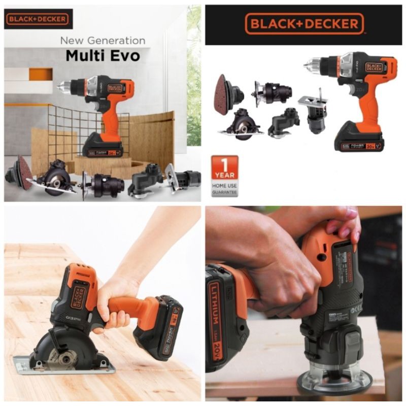 Bor Hammer Drill Multifungsi ( EVO185K6 ) Black Decker Multi EVO