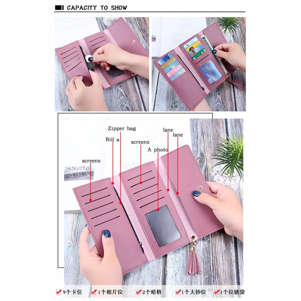 ( Fy ) COD Dompet import dompet Wanita Dompet Wanita Panjang Cantik Dompet Import Real Pict