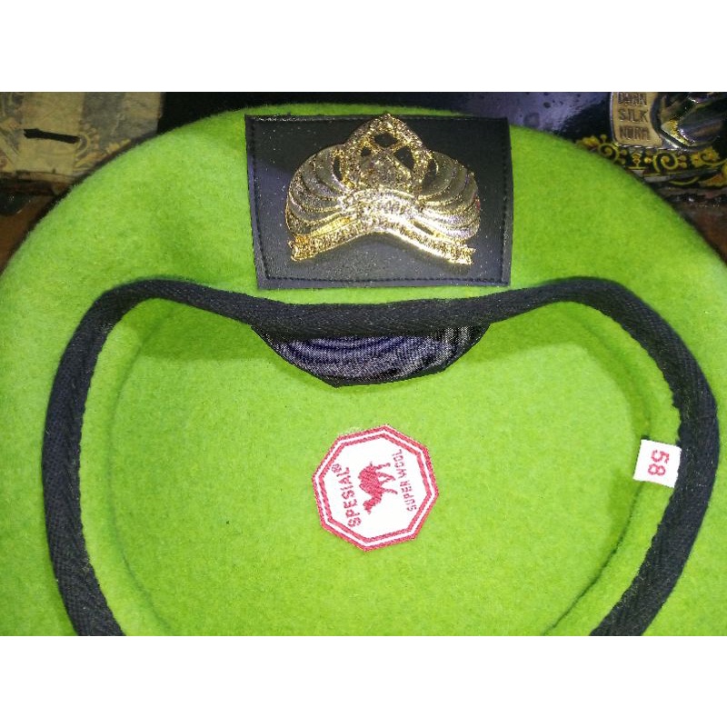 topi baret pemuda panca marga ppm woll camel emblim cor crom