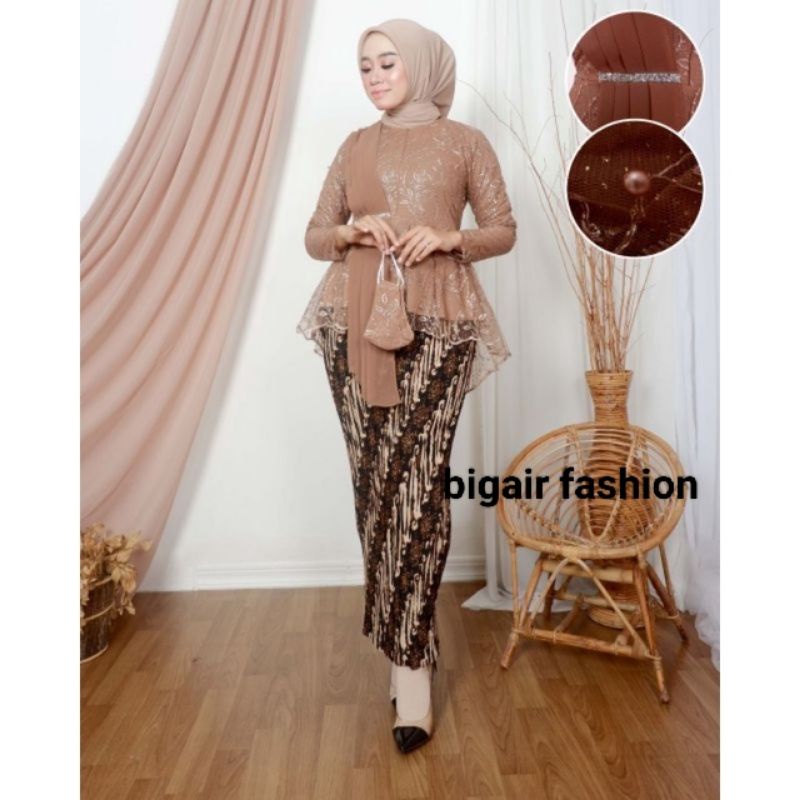 SETELAN KEBAYA AURORA SELENDANG MODERN - SETELAN KEBAYA MODERN - BLOUSE AMALIA - KEBAYA KEKINIAN -BY BA