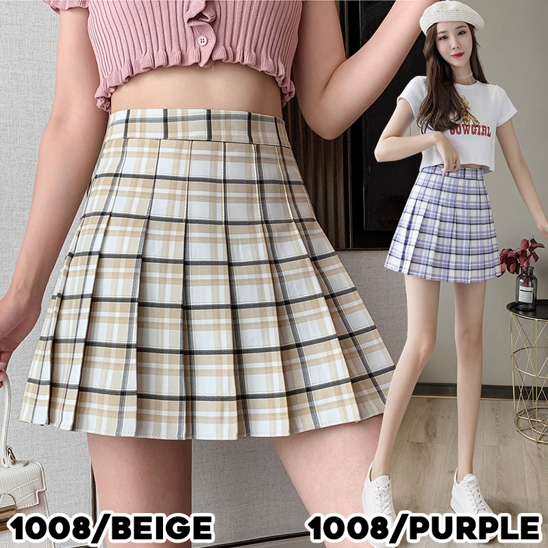 KARAKOREA 1009 Braves Girls Skirt/Rok Mini/Rok Kotak kotak/Rok Lipit Lisa/Rok Korea Skirt