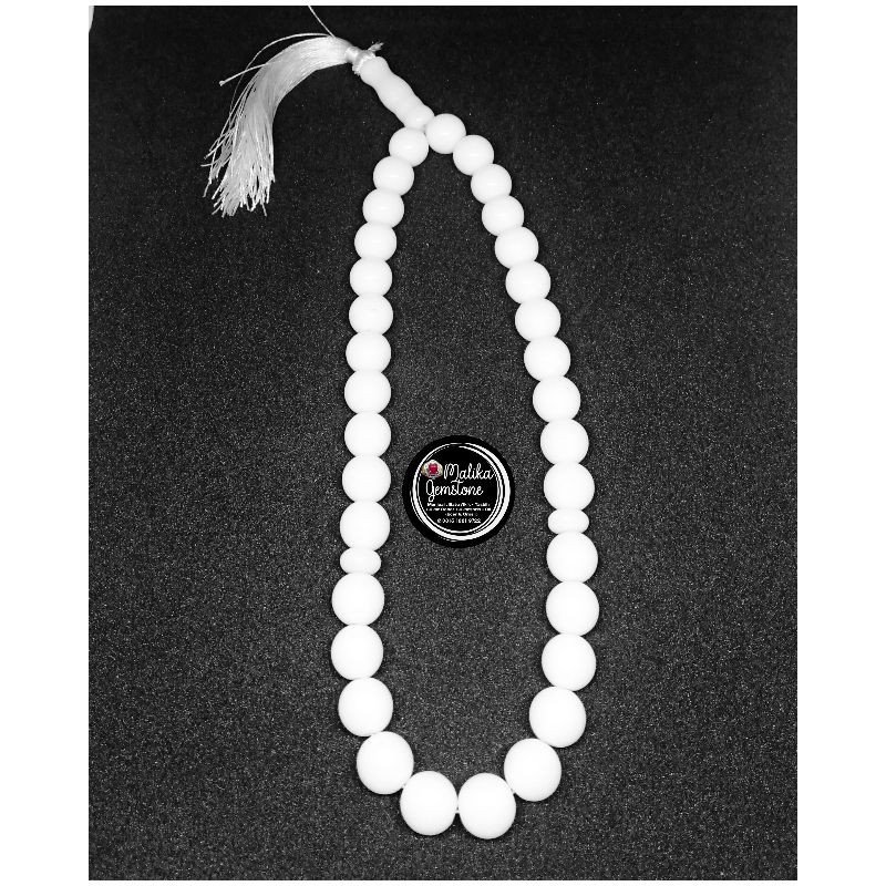 TASBIH BATU GIOK PUTIH SALJU 33 BUTIR 10MM