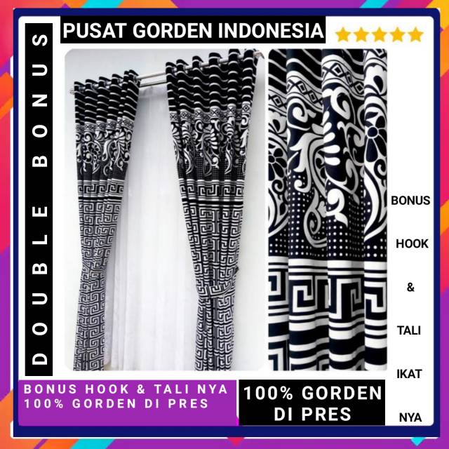 Gorden jendela pintu minimalis motif batik mewah hitam Gorden jendela pintu minimalis motif batik mewah hitam