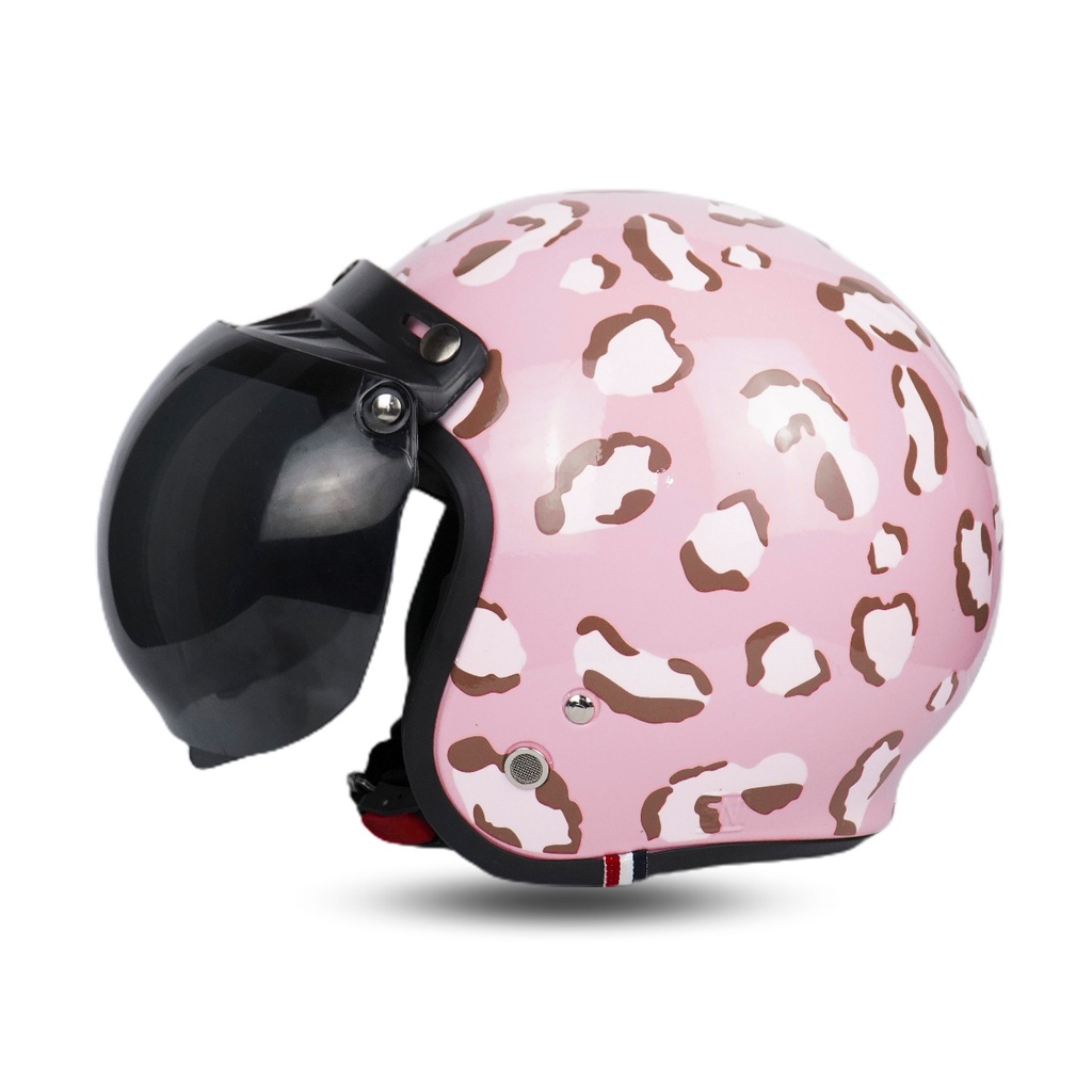 Helm Bogo Dewasa Cewek Full Leher SNI Aesthetic Leopard