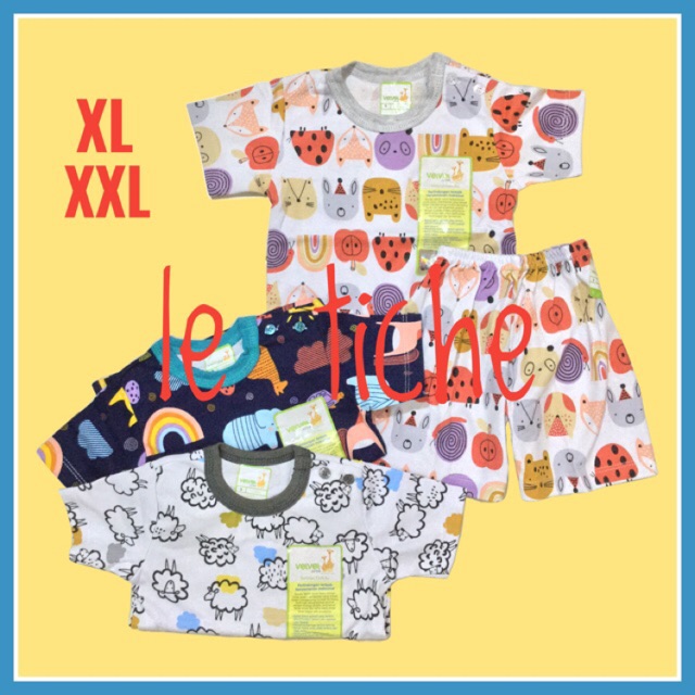 le tiche SETELAN PENDEK XL XXL BAJU  BAYI  VELVET  JUNIOR  