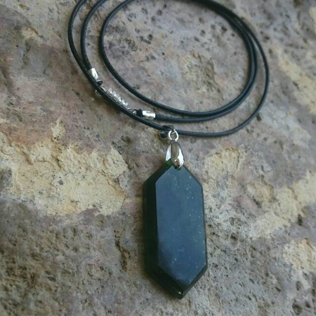 Kalung Liontin Natural Giok Black Jade Aceh Terapi Heksagonal AAA+ QUALITY