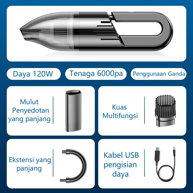 ITS Mini Wireless Vacum Cleaner Penyedot Debu 6000PA Portable Handheld Mini Vacuum Penyedot Debu Rumah 2000mAh